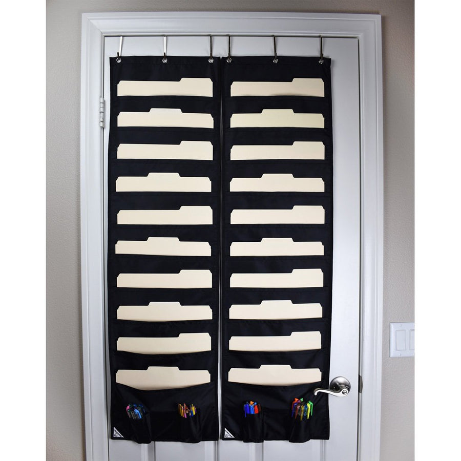 Two Wall Storage Pocket Chart File Organizer on a door